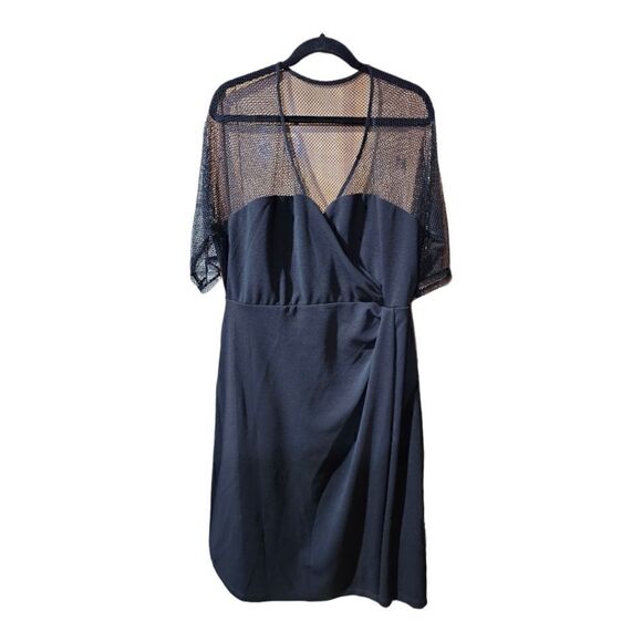 KIYONNA Black Ruched Mesh A-Line Dress - Size 2X - Picture 1 of 9
